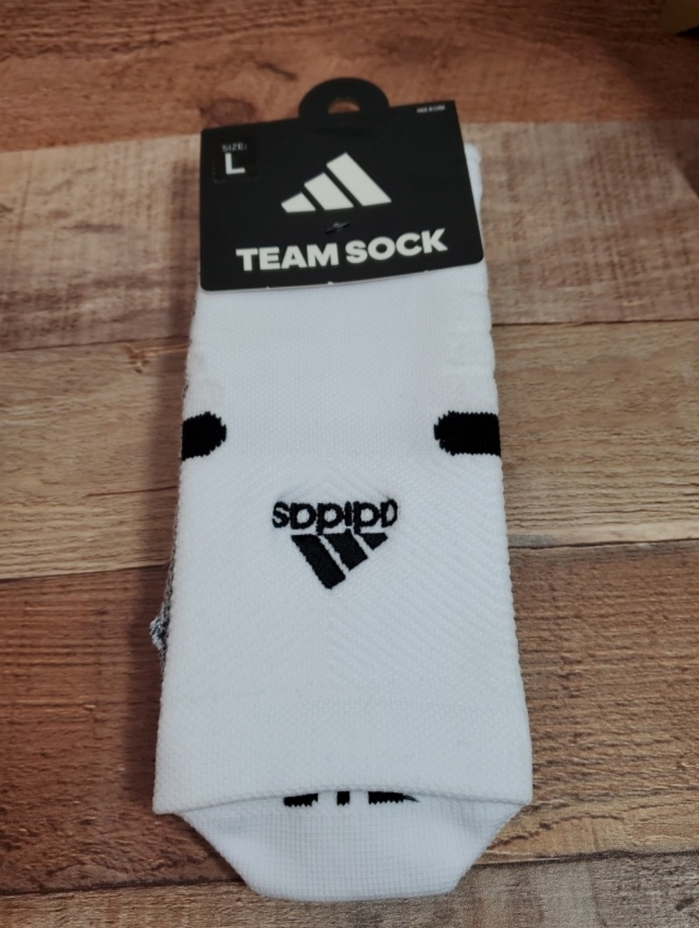 NEW ADIDAS TEAM SOCK ( 1PAIR) MEN'S SOCK SZ  Large/SHOES SZ 8-12  WHITE & BLACK